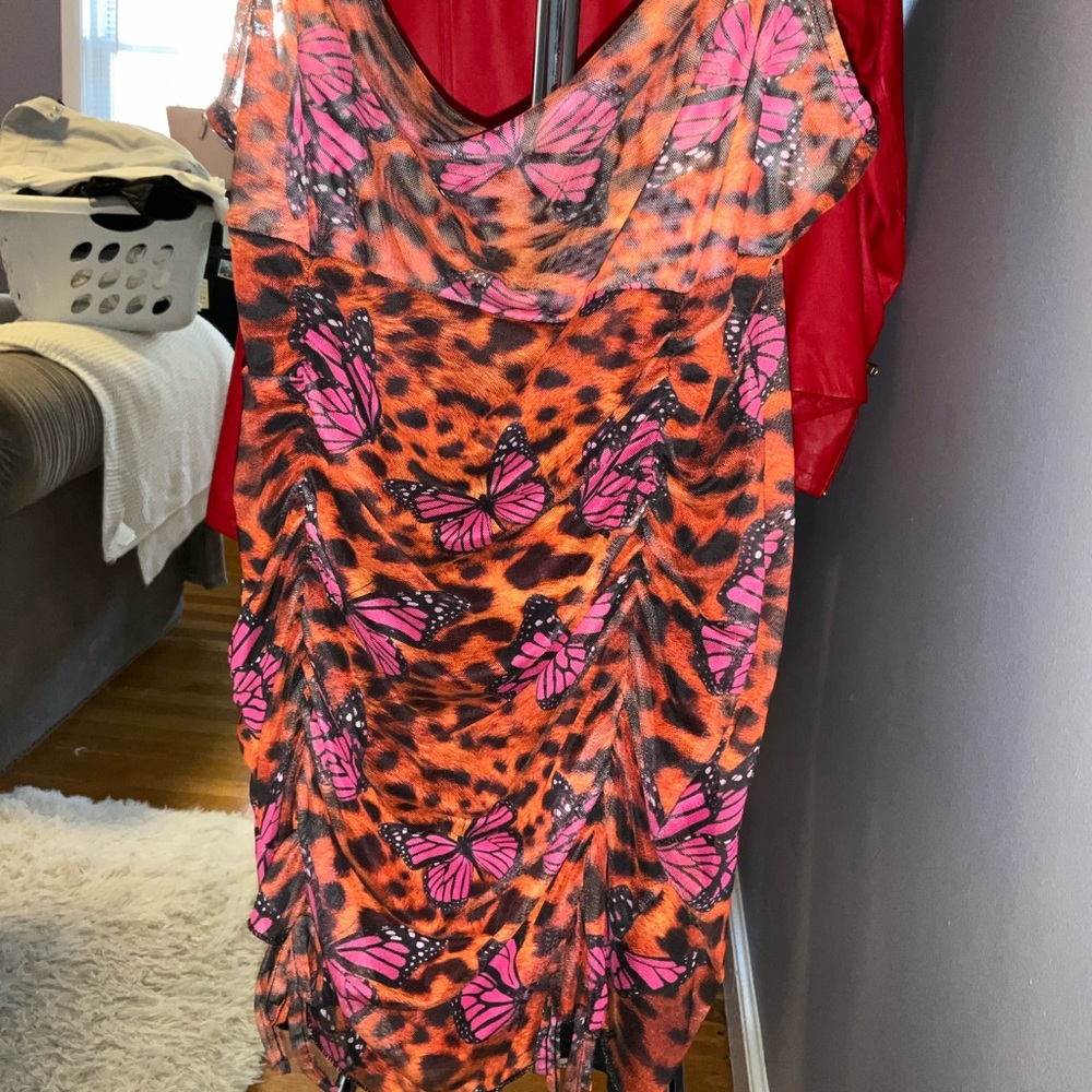 Butterfly printed mini dress